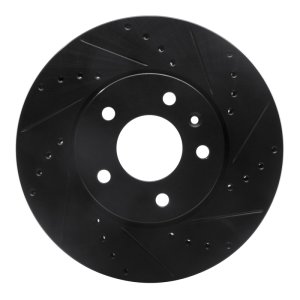 Cadillac CT4 Brake Rotor (1) - Front Right - R1 Concepts - Drilled & Slotted - Black - `13-`25